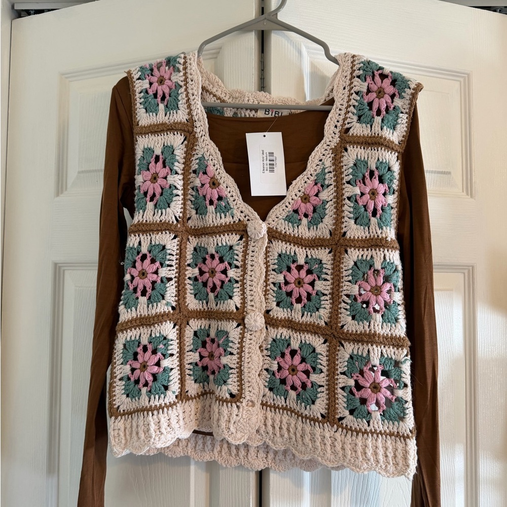 Eleanor Knit Crochet Vest Sweater